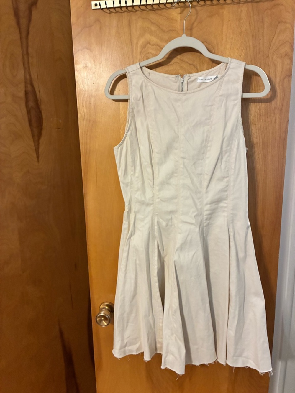 Off White Sleeveless Fit-and-Flare Dress